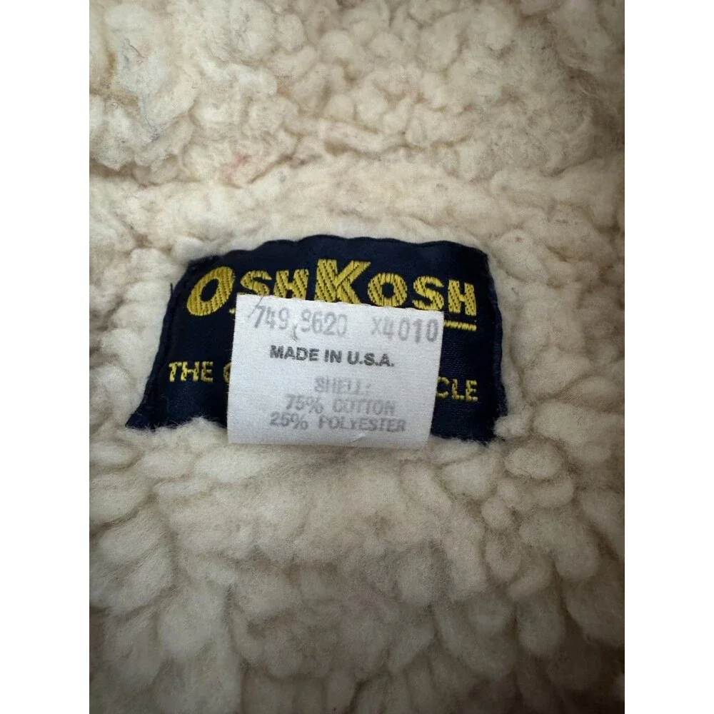 VTG 90s OshKosh BGosh‎ Sherpa Lined Corduroy Jacket Red Hooded Size 2T USA
